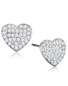JCE695 Rhodium Brass Earrings with AAA Grade CZ  in Clear