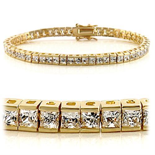 JCE101 Gold Brass Bracelet with AAA Grade CZ  in Clear