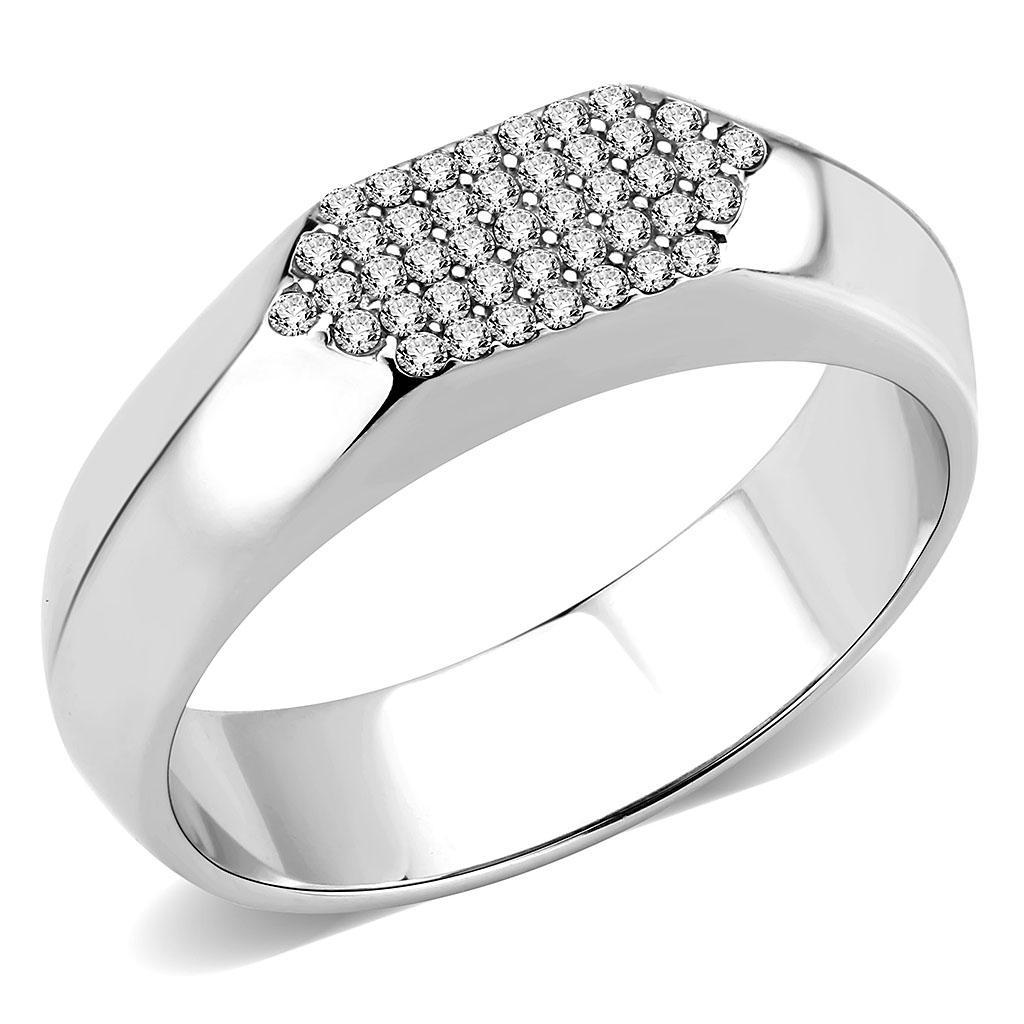 JCE302 No Plating Stainless Steel Ring with AAA Grade CZ  in Clear