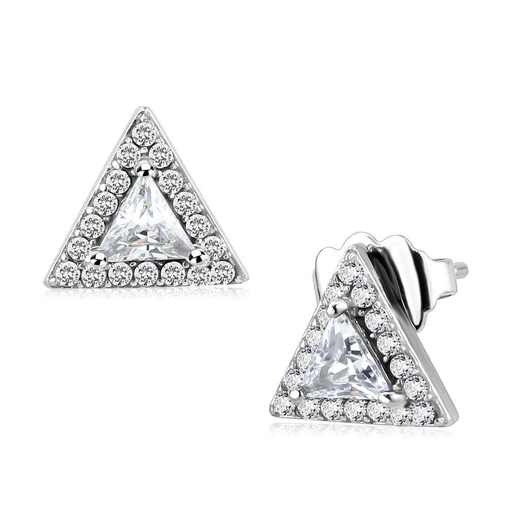 JCE327 No Plating Stainless Steel Earrings with AAA Grade CZ  in Clear