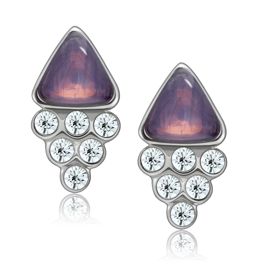 JCE1979 Rhodium White Metal Earrings with Top Grade Crystal  in Clear