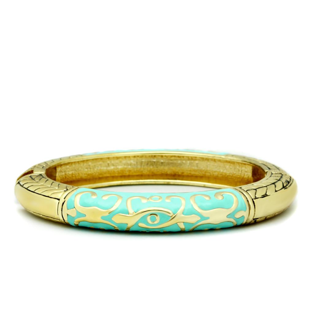 JCE2128 Flash Gold White Metal Bangle with Epoxy  in No Stone