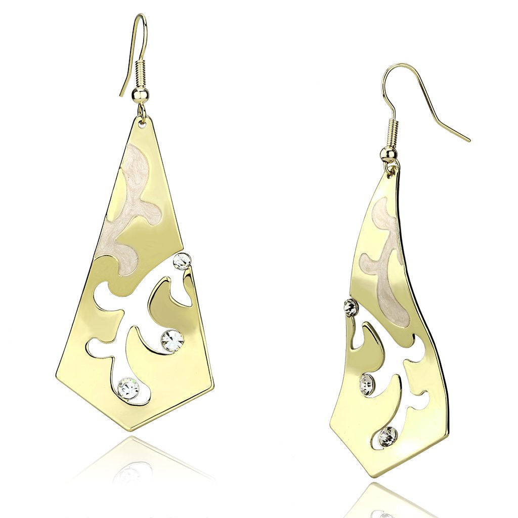JCE2710 Gold Iron Earrings with Top Grade Crystal  in Clear