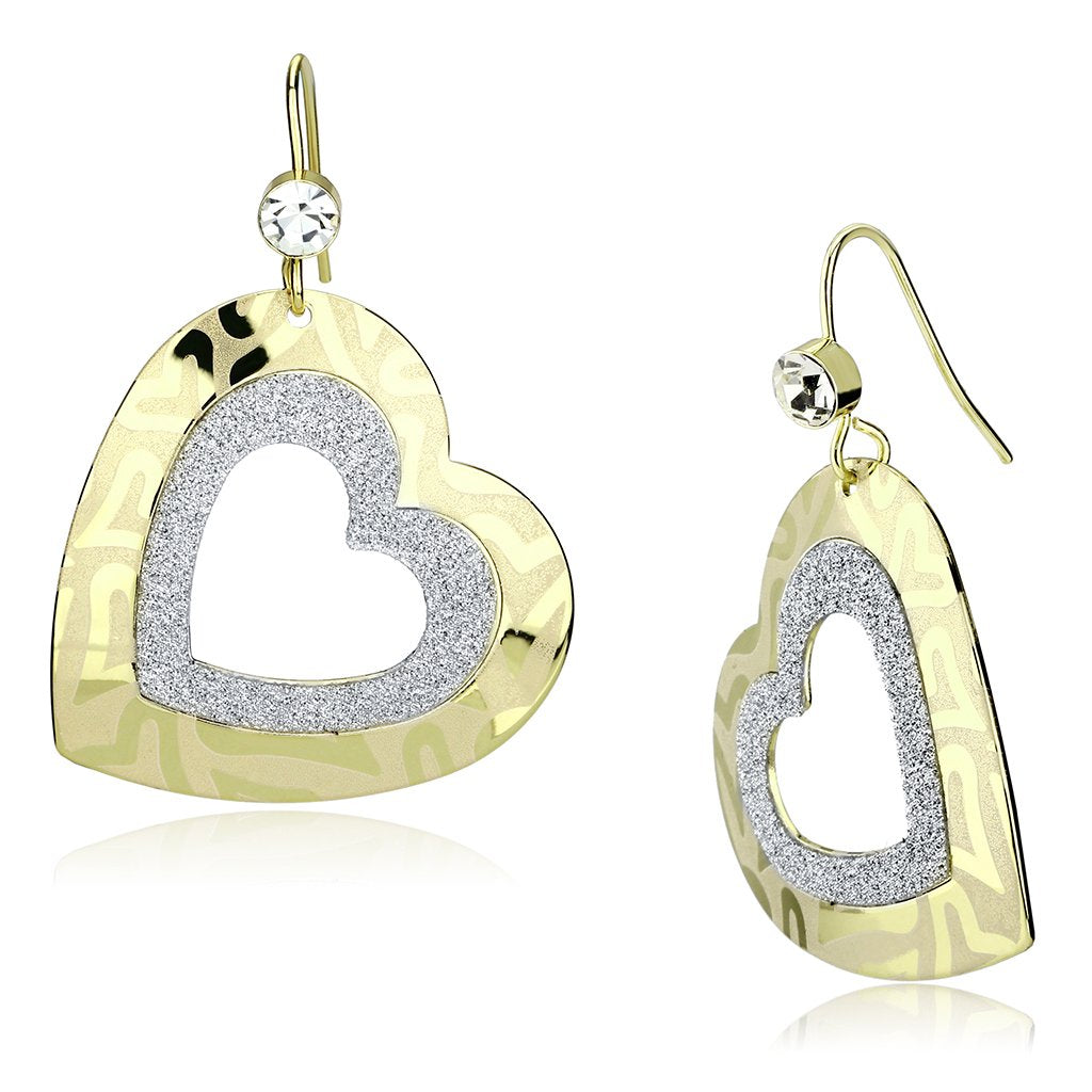 JCE2733 Gold Iron Earrings with Top Grade Crystal  in Clear