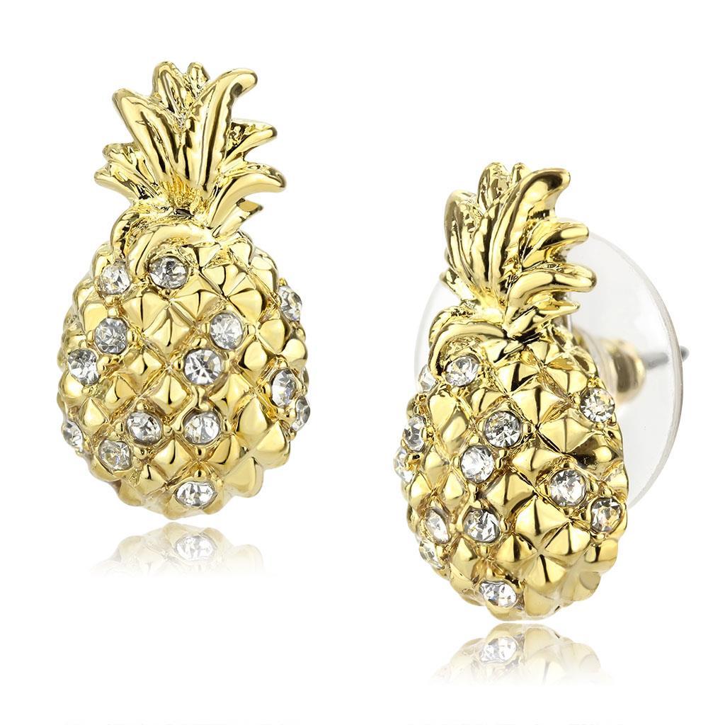 JCE4677 Gold Brass Earrings with Top Grade Crystal  in Clear