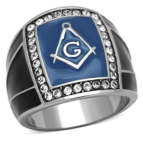 JCE1612 High polished (no plating) Stainless Steel Ring with Top Grade Crystal  in Clear