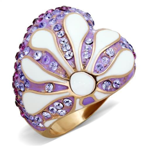 JCE1850 IP Rose Gold(Ion Plating) Stainless Steel Ring with Top Grade Crystal  in Multi Color