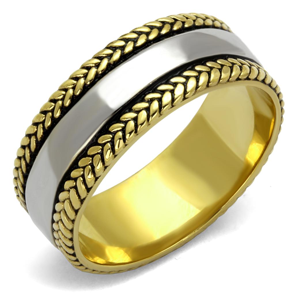 JCE2375 Two-Tone IP Gold (Ion Plating) Stainless Steel Ring with Epoxy  in Jet