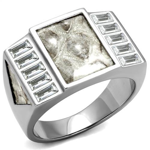 JCE2784 No Plating Stainless Steel Ring with AAA Grade CZ  in Clear