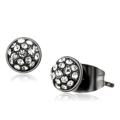 JCE2854 IP Light Black  (IP Gun) Stainless Steel Earrings with Top Grade Crystal  in Clear