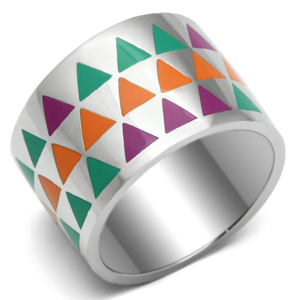 JCE675 High polished (no plating) Stainless Steel Ring with Epoxy  in Multi Color