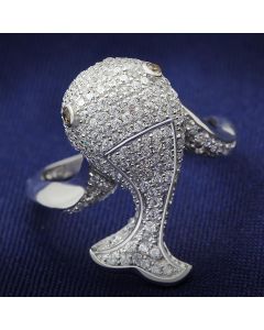 JCE031 Rhodium 925 Sterling Silver Ring with AAA Grade CZ  in Brown