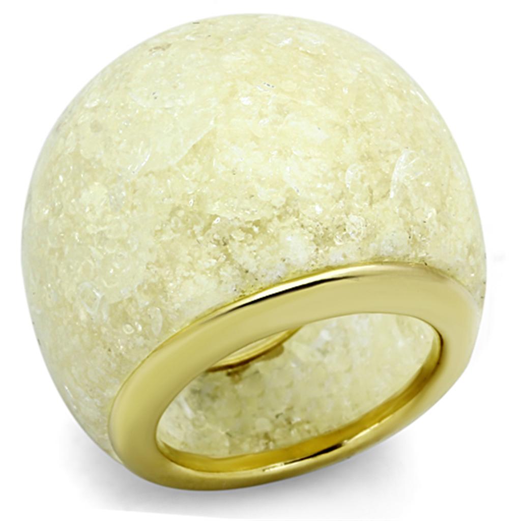 JCE109 IP Gold(Ion Plating) Stainless Steel Ring with Synthetic Synthetic Stone in Citrine Yellow